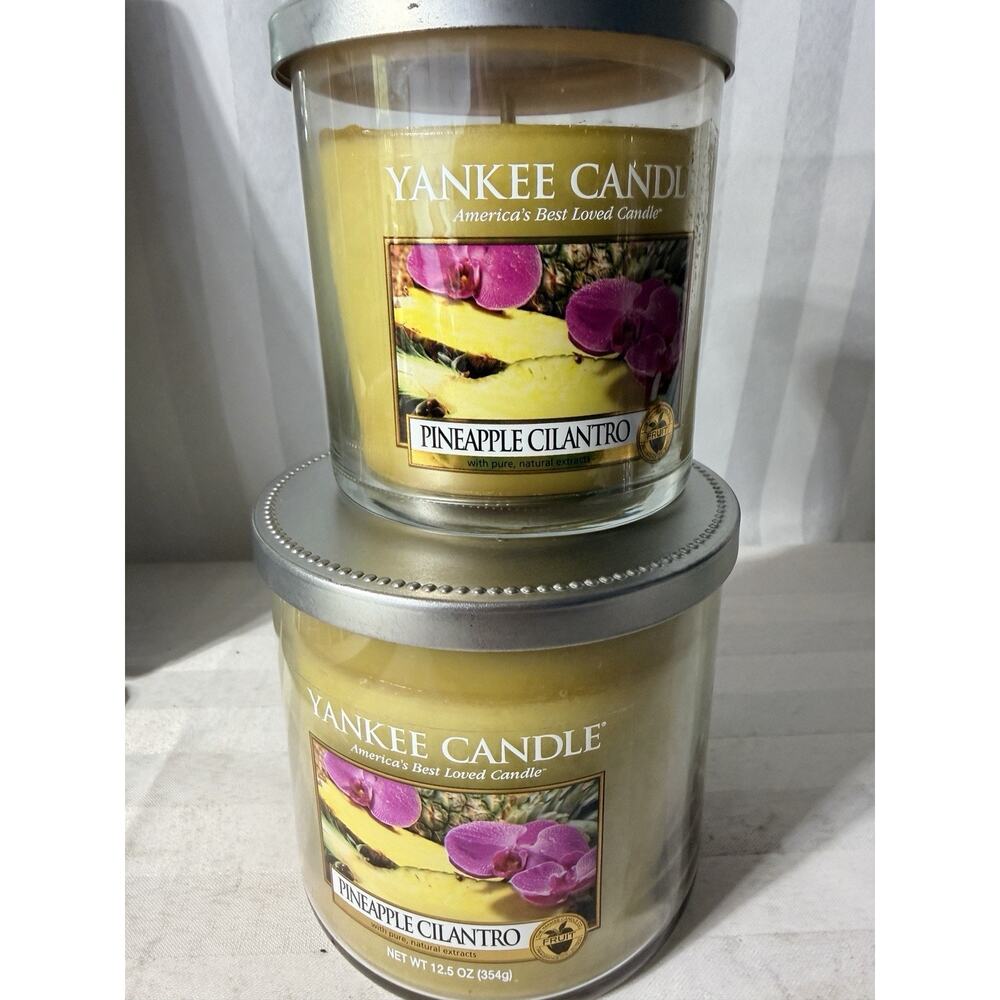 New Set Of 2 Yankee Candle Home Classic 7 Oz & 12 Oz Candles -PINEAPPLE CILANTRO
